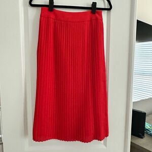 J. Crew Red Pleated Midi Skirt